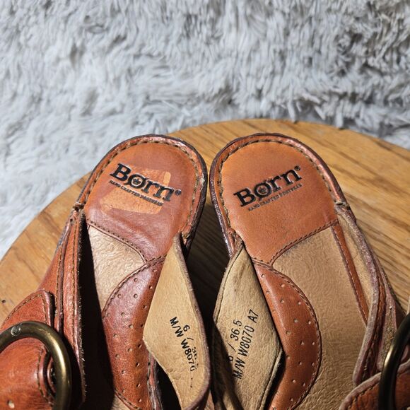 WINTER SALE Born Women 6/36.5 Retro Y2K Marisole Style Leather Open Heel Sandals - Picture 7 of 9